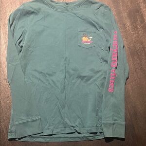 Vineyard Vines Green Long Sleeve with Pink Logo